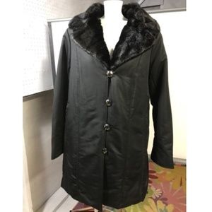 Dennis Basso Winter Jacket Faux Fur Collar